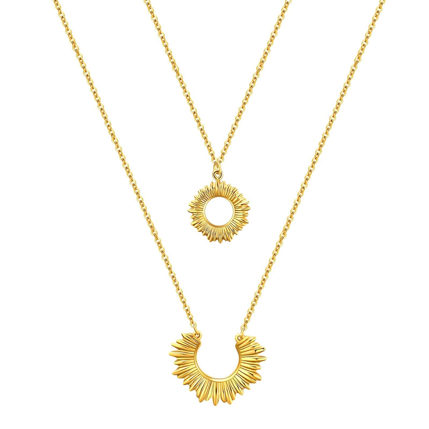 18K Gold Plated Double Sun Necklace